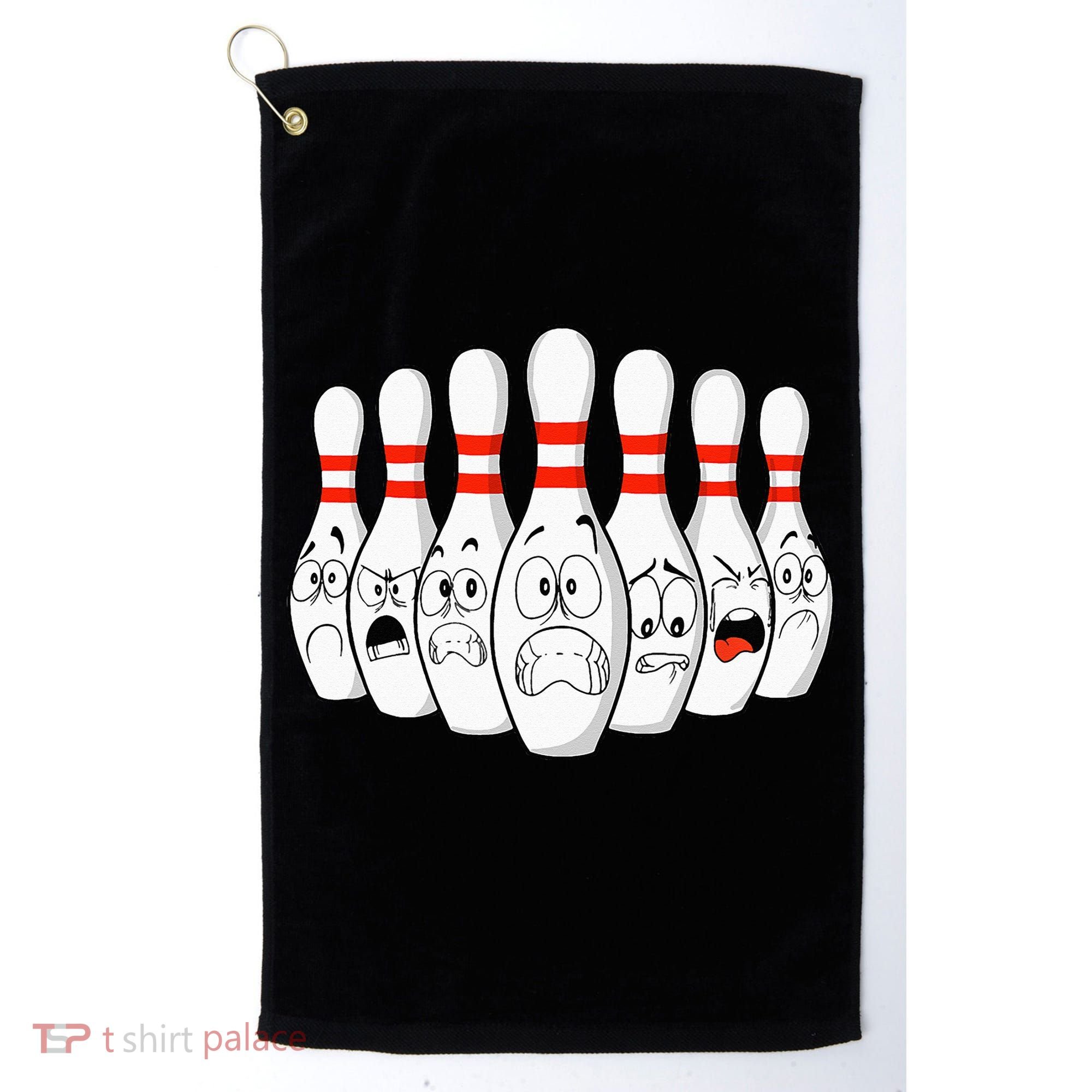 Cartoon Bowling Funny Scared Bowling Pins Golf Towel