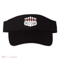 Cartoon Bowling Funny Scared Bowling Pins Visor thumb 0