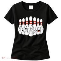 Cartoon Bowling Funny Scared Bowling Pins Women's T-Shirt thumb 0