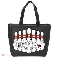 Cartoon Bowling Funny Scared Bowling Pins Tote Bag thumb 0