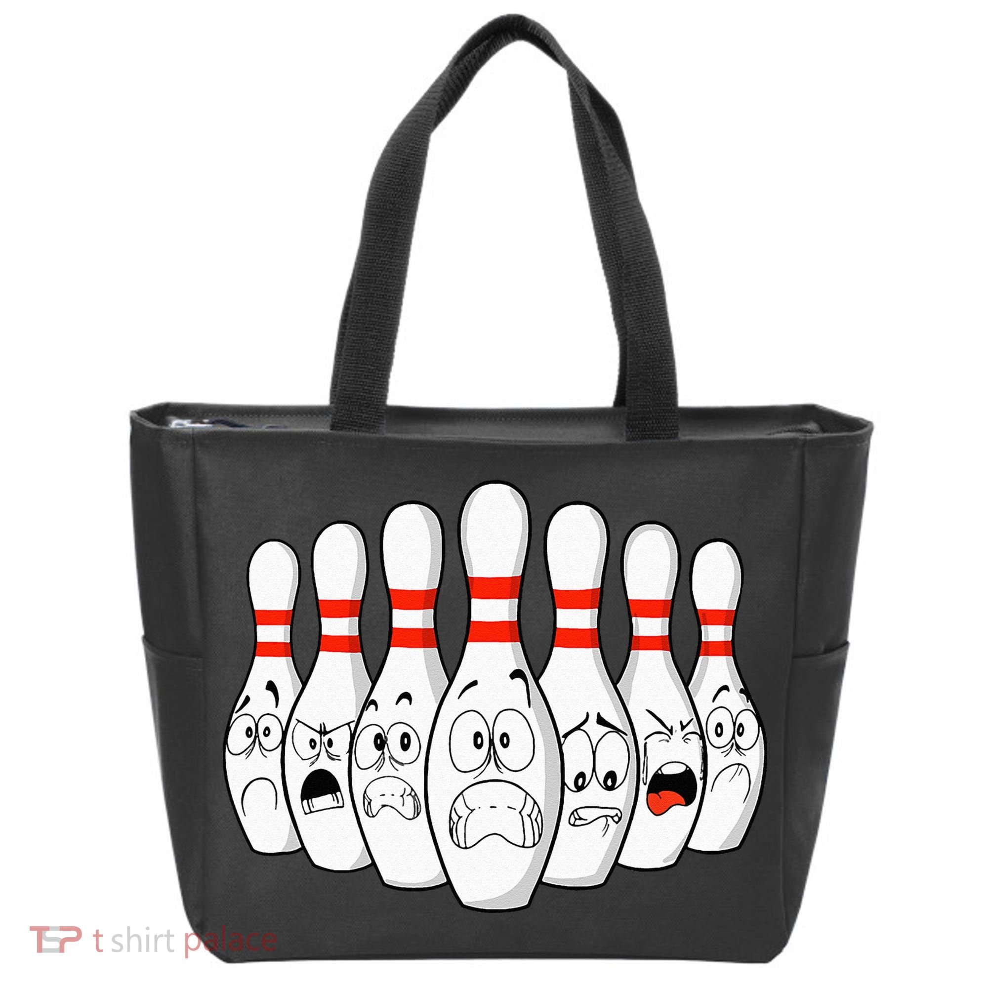 Cartoon Bowling Funny Scared Bowling Pins Tote Bag