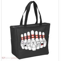 Cartoon Bowling Funny Scared Bowling Pins Tote Bag thumb 2