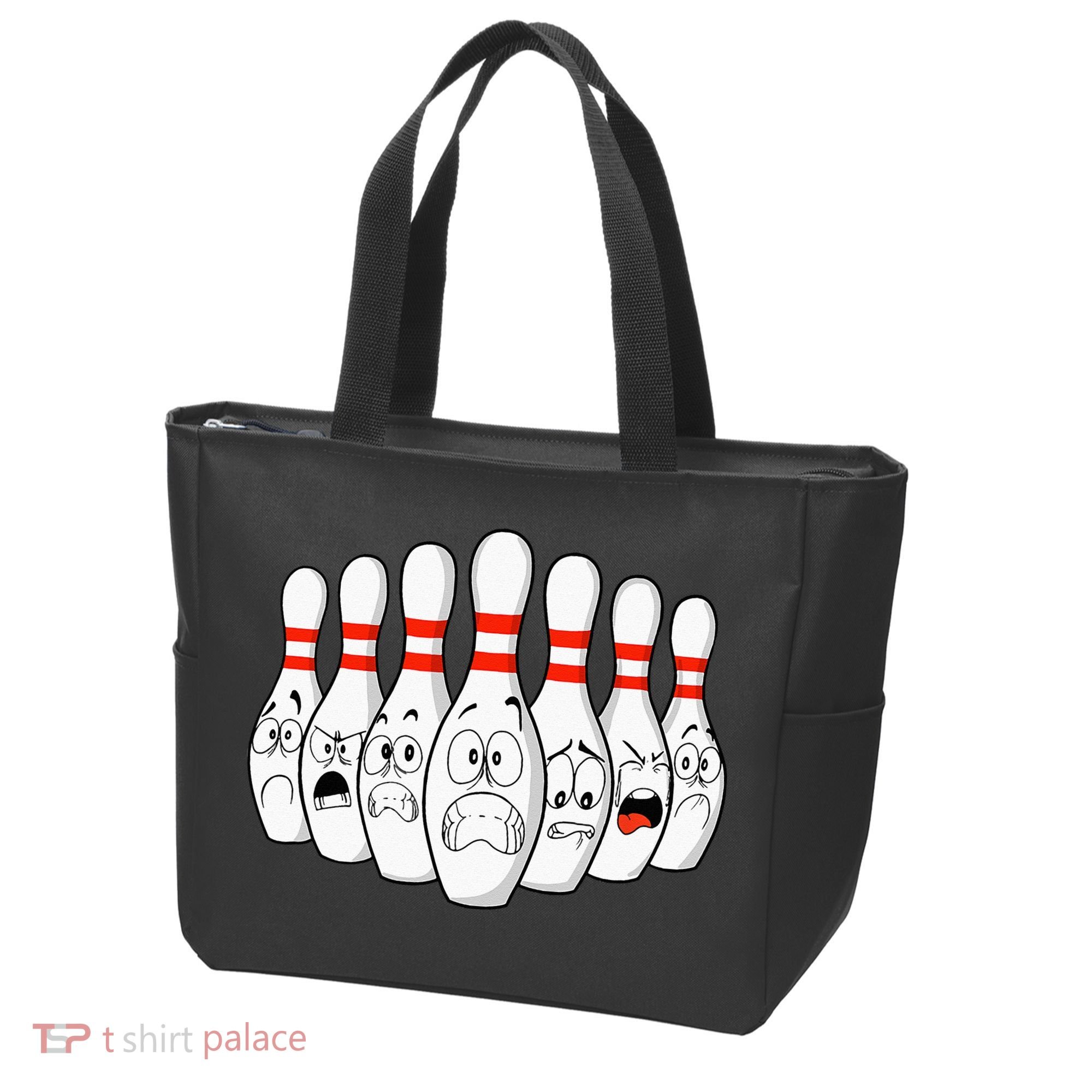 Cartoon Bowling Funny Scared Bowling Pins Tote Bag
