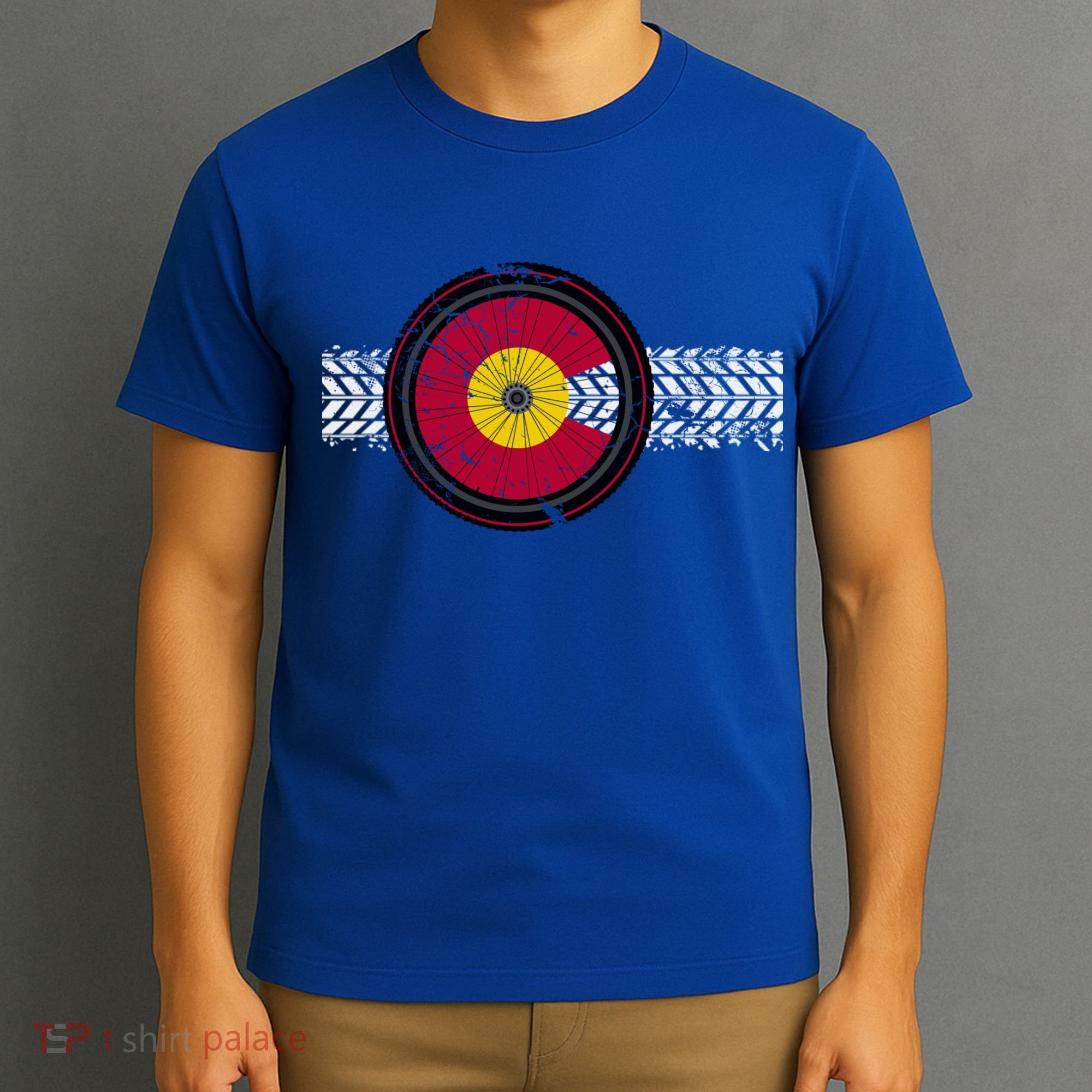 Colorado Bike Flag Mountain Bike Biking Cyclist Cycling T-Shirt