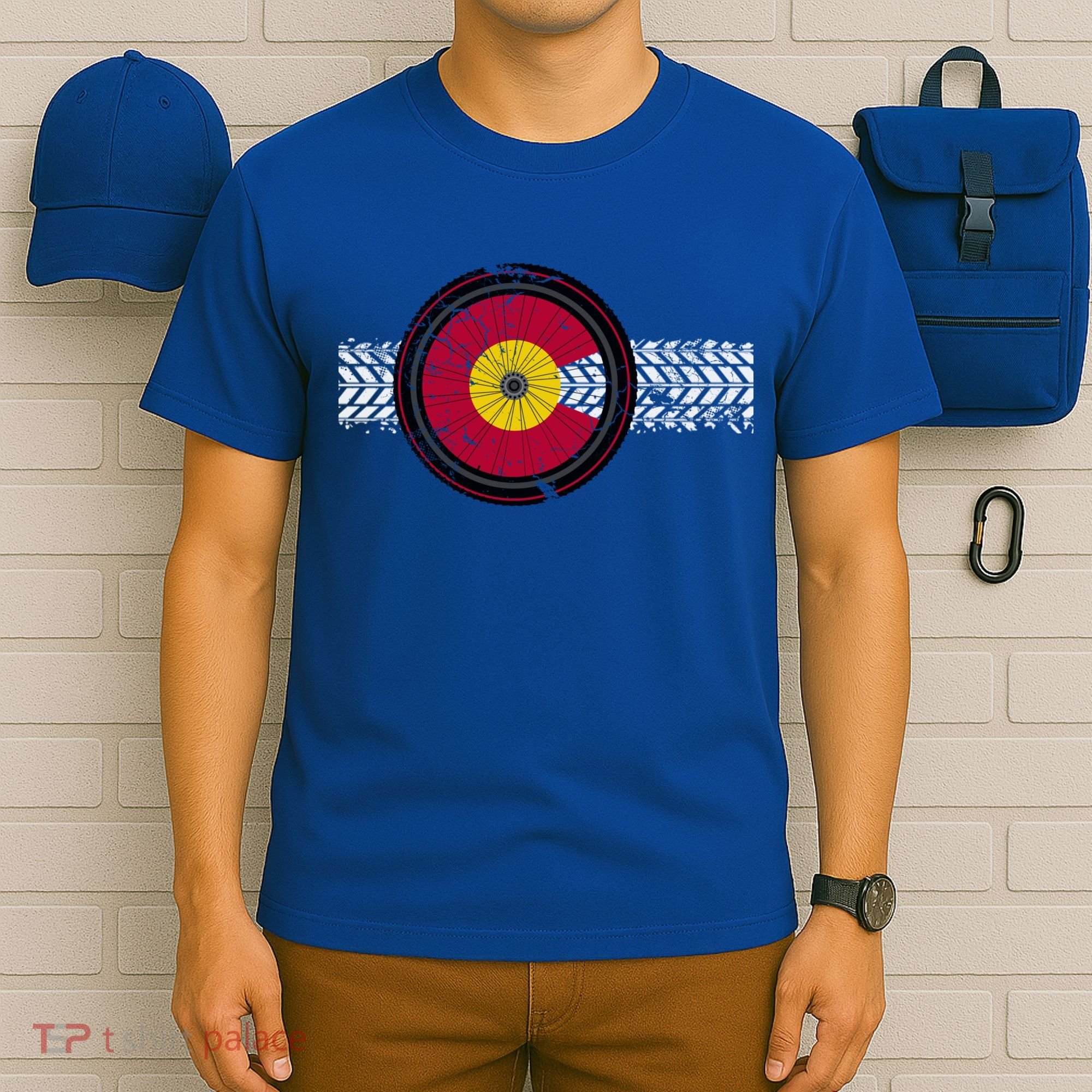 Colorado Bike Flag Mountain Bike Biking Cyclist Cycling T-Shirt