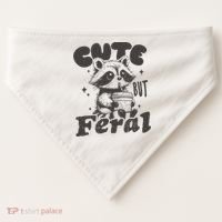 Cute But Feral Funny Racoon With Glasses  USA-Made Doggie Bandana thumb 0