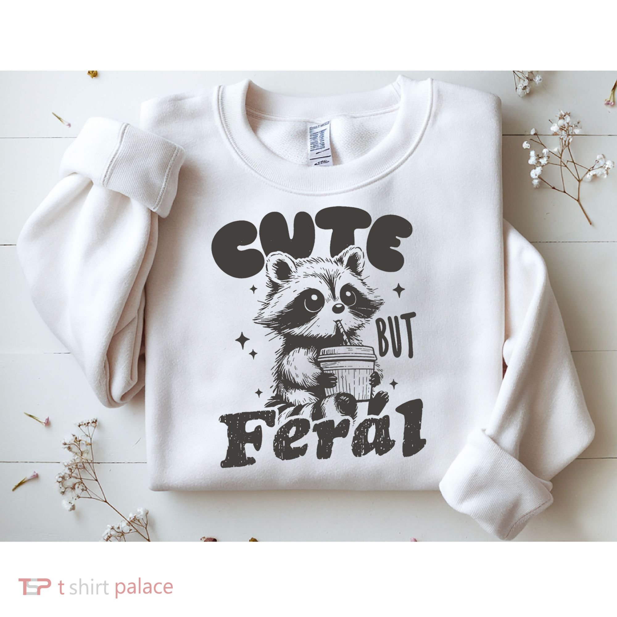 Cute But Feral Funny Racoon With Glasses  Sweatshirt