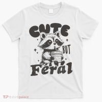 Cute But Feral Funny Racoon With Glasses  T-Shirt thumb 0
