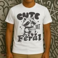 Cute But Feral Funny Racoon With Glasses  T-Shirt thumb 3