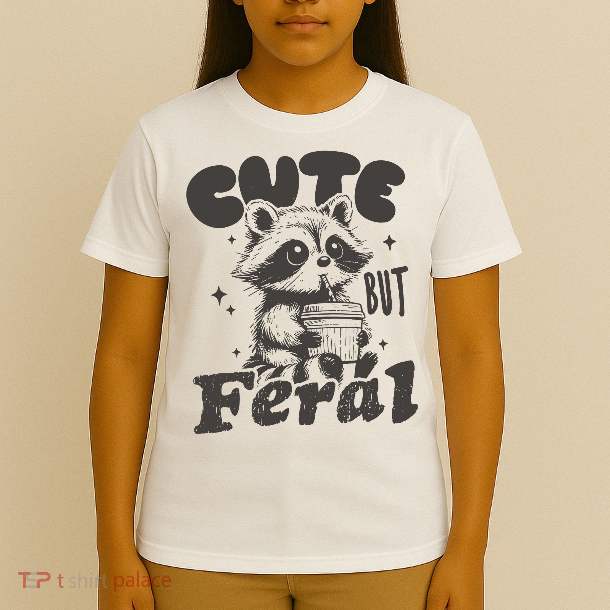 Cute But Feral Funny Racoon With Glasses  T-Shirt