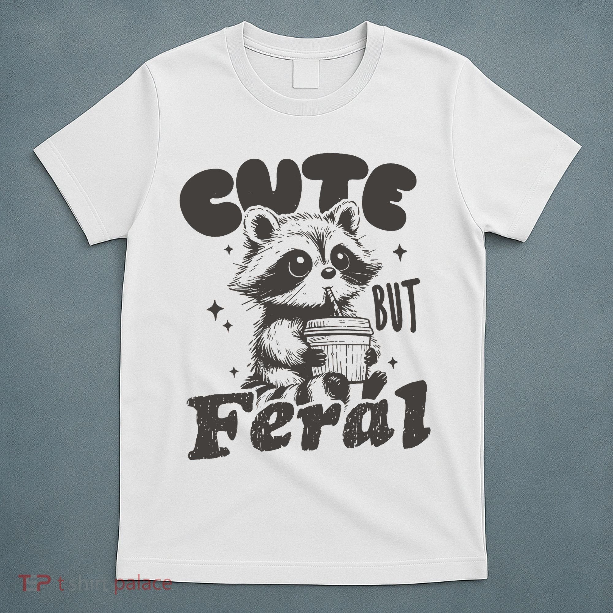 Cute But Feral Funny Racoon With Glasses  T-Shirt