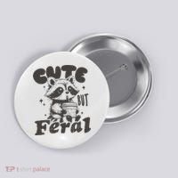 Cute But Feral Funny Racoon With Glasses  Button thumb 0