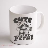 Cute But Feral Funny Racoon With Glasses  Coffee Mug thumb 1