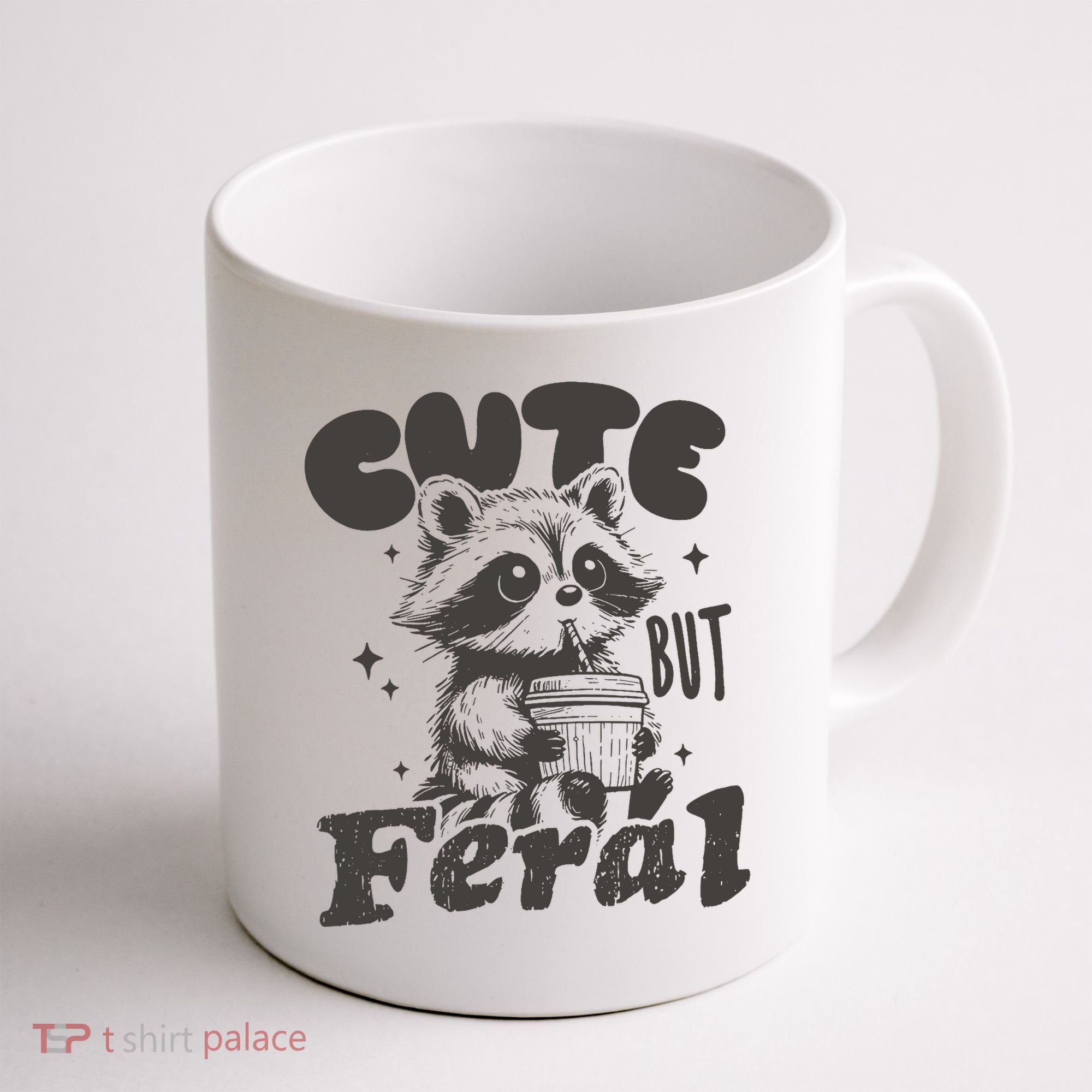 Cute But Feral Funny Racoon With Glasses  Coffee Mug