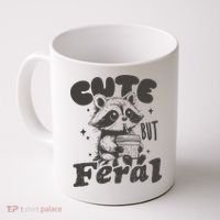 Cute But Feral Funny Racoon With Glasses  Coffee Mug thumb 0