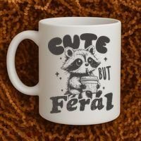 Cute But Feral Funny Racoon With Glasses  Coffee Mug thumb 2
