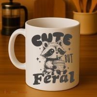 Cute But Feral Funny Racoon With Glasses  Coffee Mug thumb 4