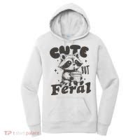 Cute But Feral Funny Racoon With Glasses  Women's Hoodie thumb 0