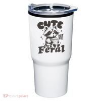 Cute But Feral Funny Racoon With Glasses  Tumbler thumb 0