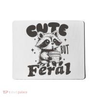 Cute But Feral Funny Racoon With Glasses  Mousepad thumb 0