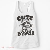 Cute But Feral Funny Racoon With Glasses  Women's Tank Top thumb 0