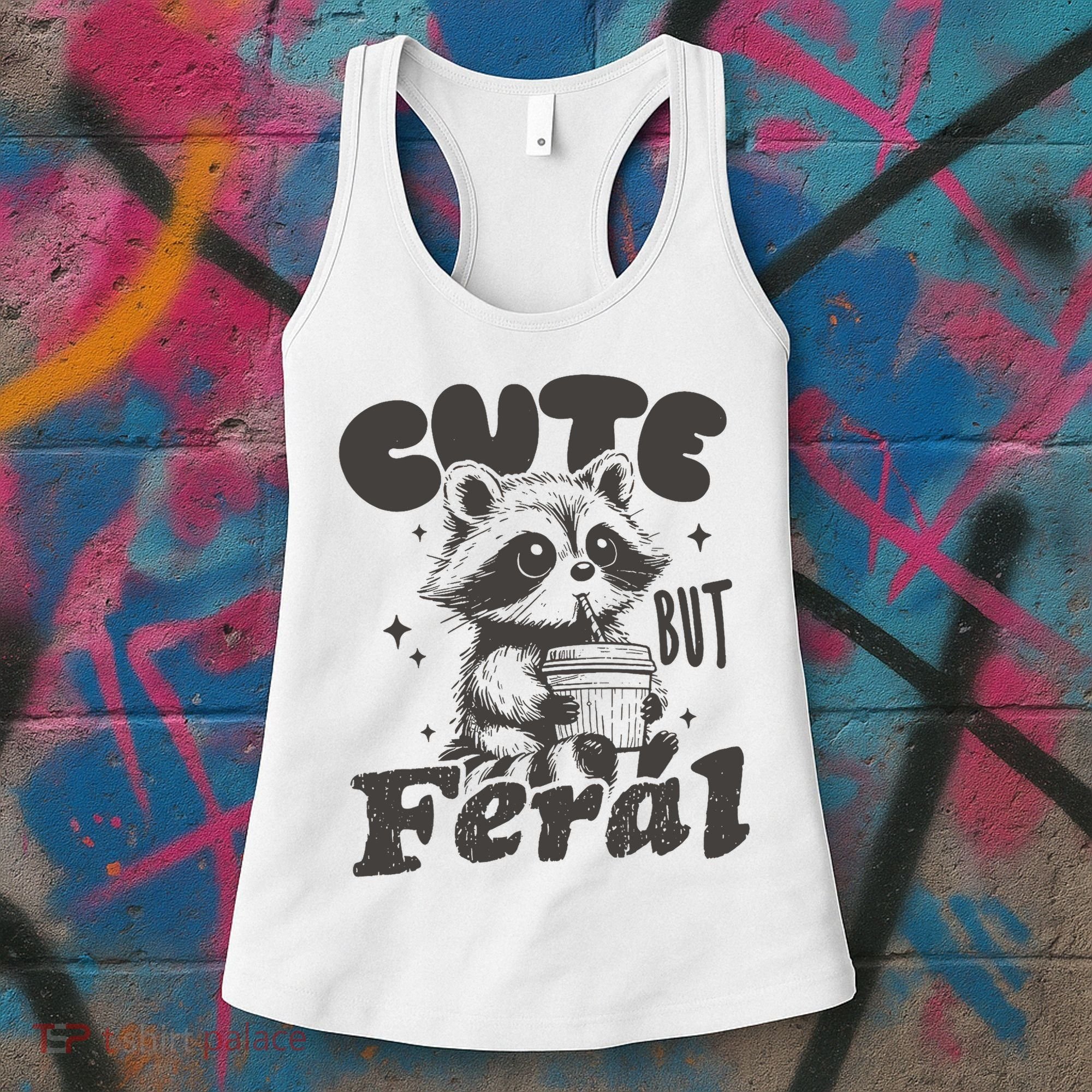 Cute But Feral Funny Racoon With Glasses  Women's Tank Top
