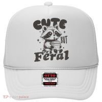 Cute But Feral Funny Racoon With Glasses  Hat thumb 0