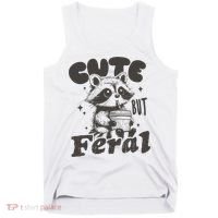 Cute But Feral Funny Racoon With Glasses  Tank Top thumb 0