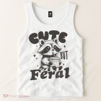 Cute But Feral Funny Racoon With Glasses  Tank Top thumb 2