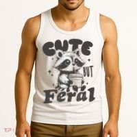 Cute But Feral Funny Racoon With Glasses  Tank Top thumb 3
