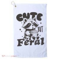 Cute But Feral Funny Racoon With Glasses  Golf Towel thumb 0
