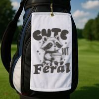 Cute But Feral Funny Racoon With Glasses  Golf Towel thumb 2