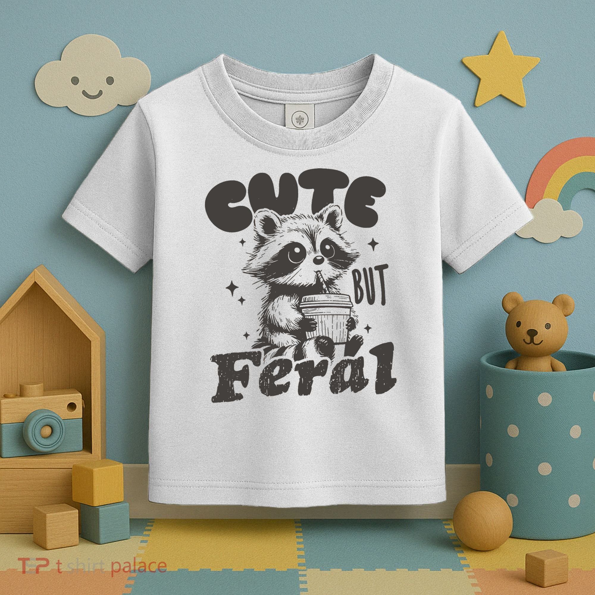 Cute But Feral Funny Racoon With Glasses  Toddler T-Shirt