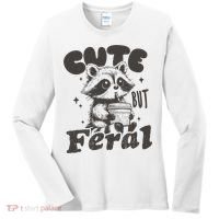 Cute But Feral Funny Racoon With Glasses  Women's Long Sleeve Shirt thumb 0