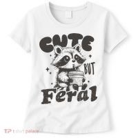 Cute But Feral Funny Racoon With Glasses  Women's T-Shirt thumb 0
