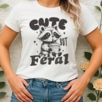 Cute But Feral Funny Racoon With Glasses  Women's T-Shirt thumb 2
