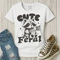 Cute But Feral Funny Racoon With Glasses  Women's T-Shirt thumb 3