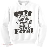 Cute But Feral Funny Racoon With Glasses  Kids Sweatshirt thumb 0