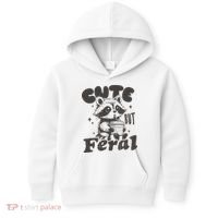 Cute But Feral Funny Racoon With Glasses  Kids Hoodie thumb 0