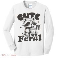 Cute But Feral Funny Racoon With Glasses  Kids Long Sleeve Shirt thumb 0