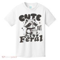 Cute But Feral Funny Racoon With Glasses  Kids T-Shirt thumb 0