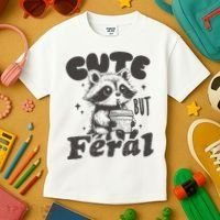 Cute But Feral Funny Racoon With Glasses  Kids T-Shirt thumb 3