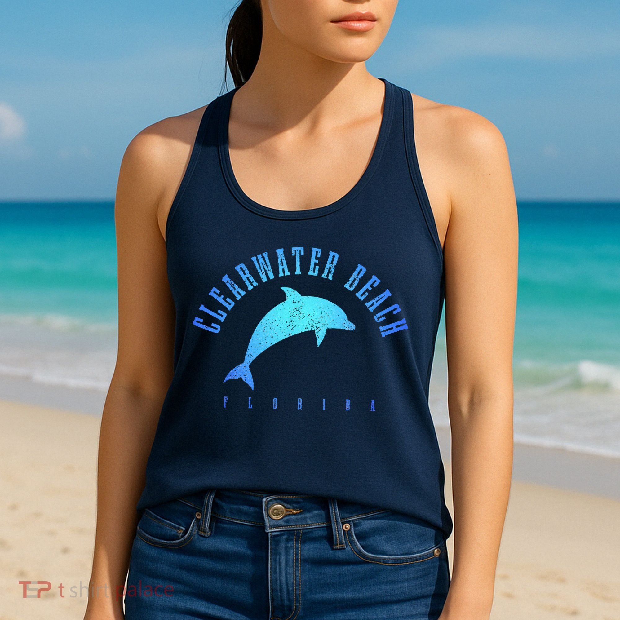 Clearwater Beach Florida FL Dolphin Vacation Souvenir Women's Tank Top