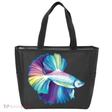 Colorful Betta Fish Swimming Tote Bag