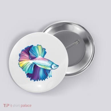Colorful Betta Fish Swimming Button