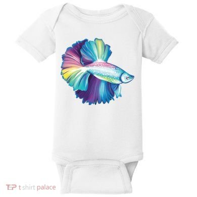 Colorful Betta Fish Swimming Baby Bodysuit