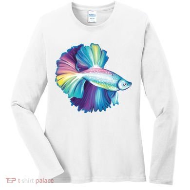 Colorful Betta Fish Swimming Women's Long Sleeve Shirt