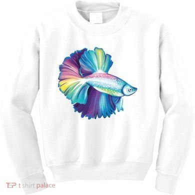 Colorful Betta Fish Swimming Kids Sweatshirt