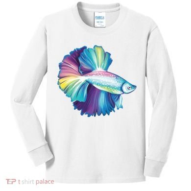 Colorful Betta Fish Swimming Kids Long Sleeve Shirt