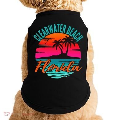 Clearwater Beach Florida Palm Tree Island Pink Doggie Tank